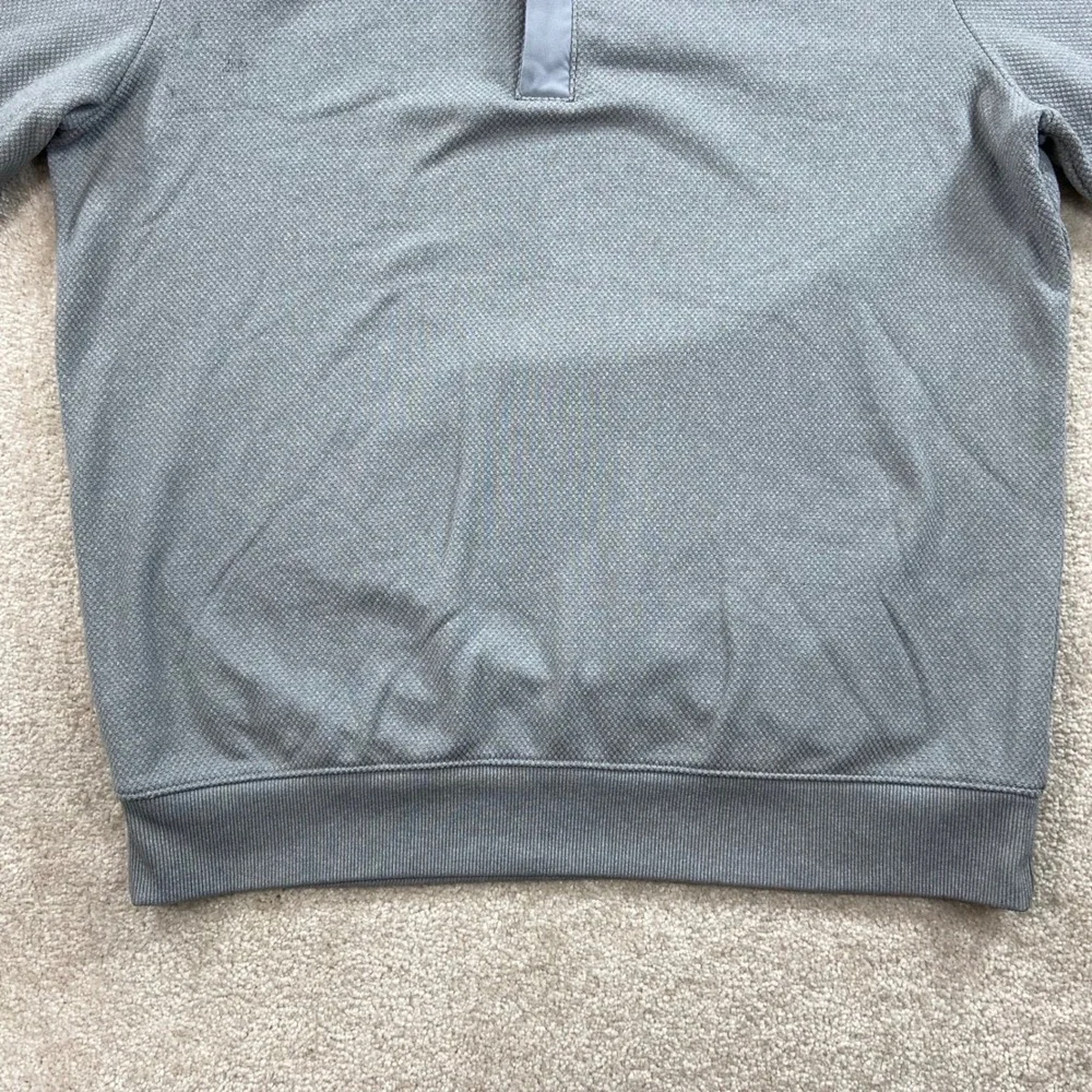 Under Armour Storm Golf Pullover Mens Large Gray Snap Mock Neck Teal Bend Logo
